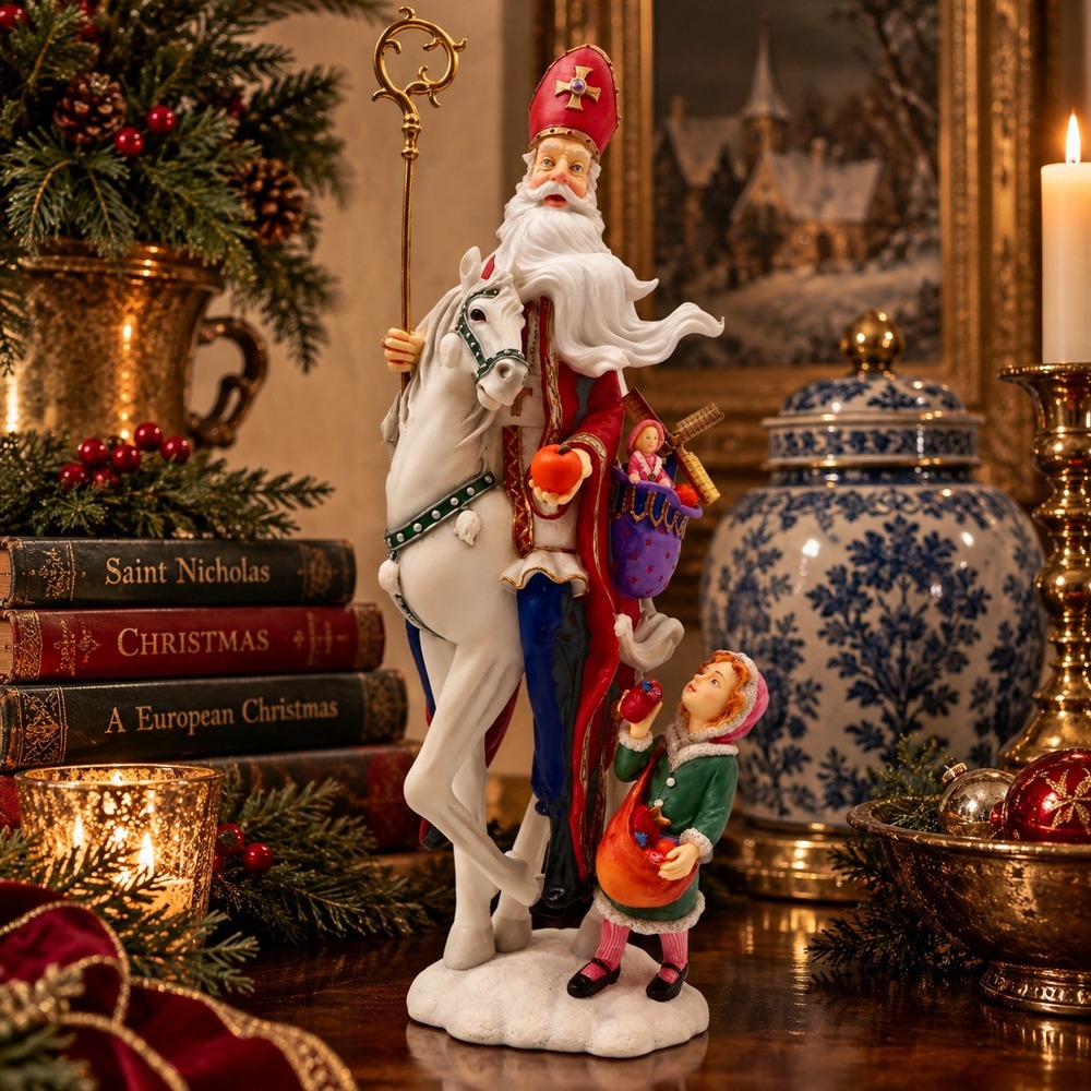 Lenox Sinterklaas Comes Riding 2007 International Pencil Santa 13" Figurine